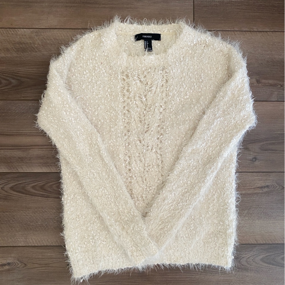 Forever 21 Cream Fuzzy Sweater